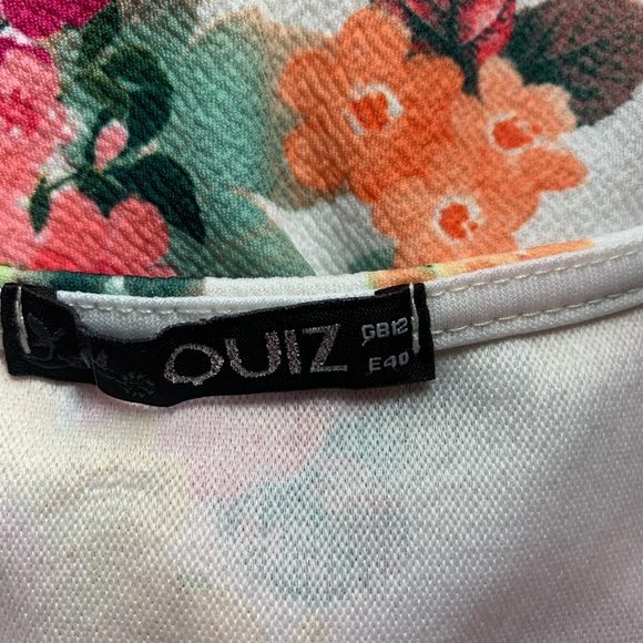 Quiz Floral Top Sleeveless Cami White Multicoloured Scallop Hem Colourful UK 12 - Picture 6 of 8
